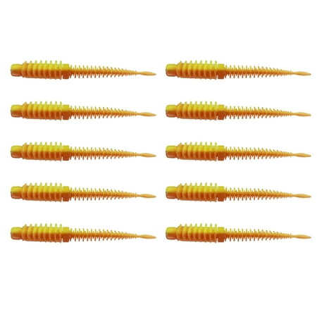 Ettsollp Soft Baits 10pcs Soft Bait Worm Lures Bright Color Flexible Bite Resistant Fishing Accessories