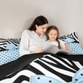 thumbnail image 5 of Homewish Cartoon Ribbon 3 Pieces Queen Comforter Set for Adults Female Men Women,Black Blue Ultra Soft Bedding Sets,Cute Polka Dots Bedding Comforter Set Breathable,Breathable Home Decor, 5 of 8