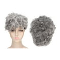 thumbnail image 4 of Curly Gray Short , Synthetic Gray Black Short Hair Replacement With Bangs For Dating For Women, 4 of 8