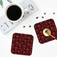 thumbnail image 4 of Vsdgher Red Skulls Print Leather Coasters for Drinks, Durable Drink Coasters 4 Set for Tabletop Protection, Luxurious Home Décor and Housewarming Gift-Square, 4 of 6