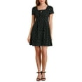 thumbnail image 3 of MODA NOVA Juniors Printed Square Neck Short Sleeve A-Line Prom Dress, 3 of 6