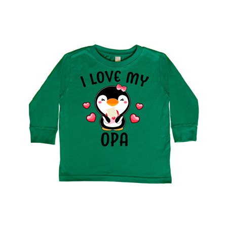 

Inktastic I Love My Opa with Cute Penguin and Hearts Gift Toddler Toddler Girl Long Sleeve T-Shirt