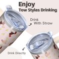 thumbnail image 4 of 20oz Chicken Pattern Tumbler with Handle Insulated Travel Mug Fun Birthday Christmas Gift for Chicken Lovers Women Men Fits Car Cup Holders Comfortable Grip Easy to Carry Errands Commutes, 4 of 6