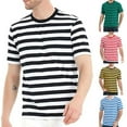 thumbnail image 3 of Men Striped Sailor T Shirt Summer Loose O Neck Top Casual Short Sleeve Tee Sport, 3 of 11