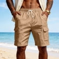 thumbnail image 6 of Lumtrix Mens Cotton Baggy Cargo Shorts Drawstring Stretch Elastic Waist Casual Work Short with Pockets Earthy Yellow L, 6 of 7