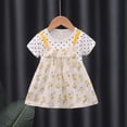 thumbnail image 2 of PEASKJP Robes de Mode pour Filles Tout-Petits Élégantes Manches Courtes Bouffantes Col Rond Décontracté Robe Trapèze, Jaune 100, 2 of 4