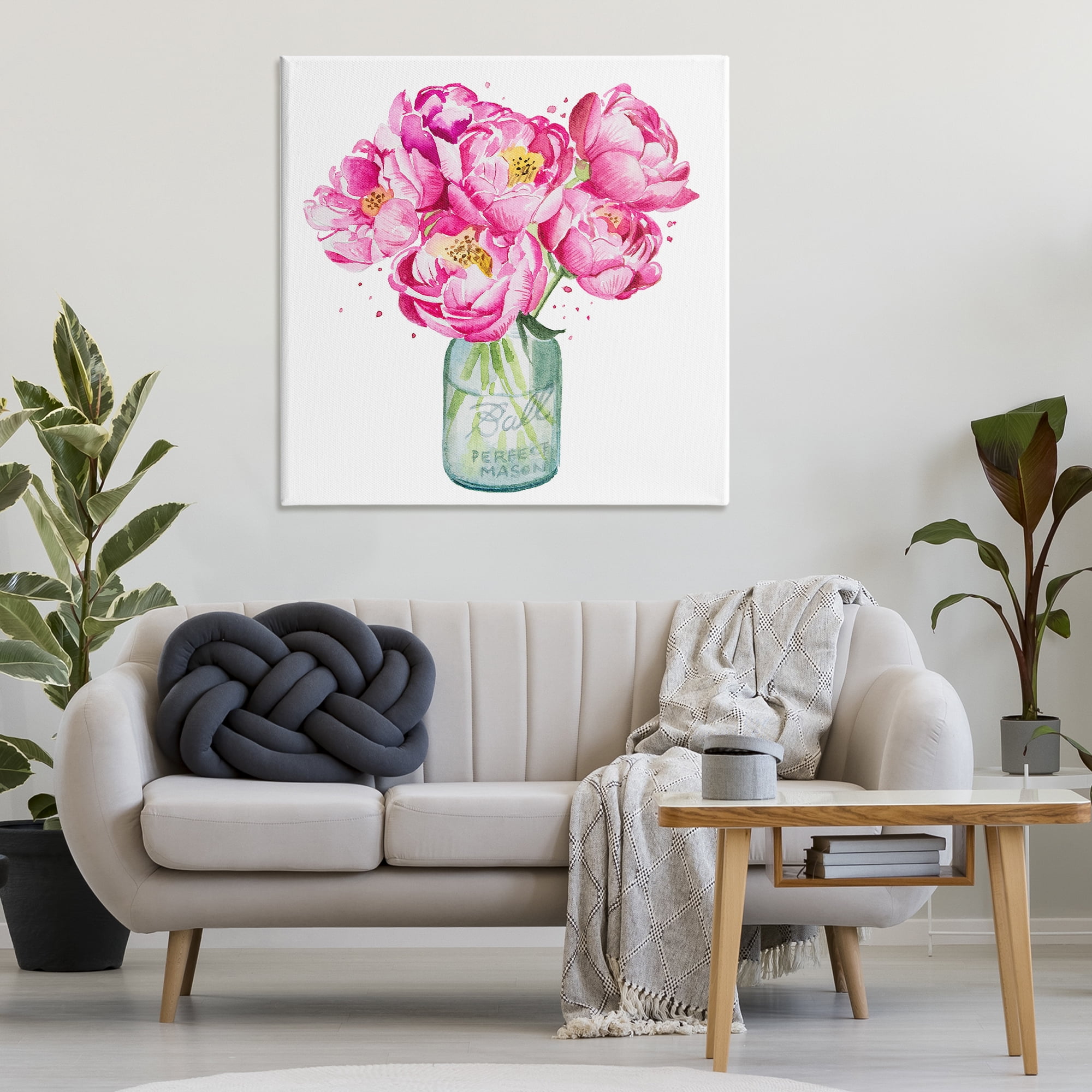 Stupell Industries Pink Peony Jar Botanical & Floral Painting Gallery Wrapped Canvas Art Print Wall Art, 36 x 36