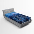 thumbnail image 1 of Ambesonne Landscape Fitted Sheet, Sunset in NYC Photo, Twin XL Size, Blue, 1 of 2