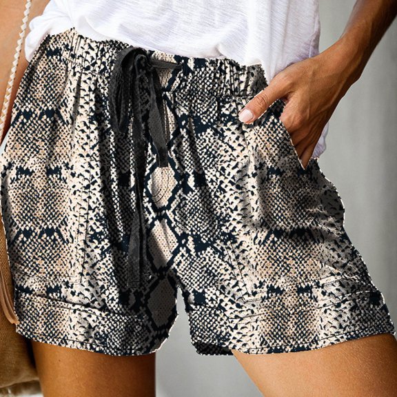Aayomet Womens Shorts Loose Womens Casual Waist Size Drawstring Shorts Print Elastic Plus Linen Shorts For Women Gray,5XL