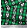 thumbnail image 1 of Soimoi Green Velvet Fabric Plaid Check Printed Craft Fabric by the Yard 58 Inch Wide, 1 of 3