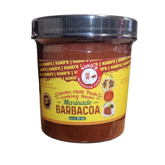 Kukos M Foods Barbacoa Adobo Marinade Chili Paste, Hot, Vegan, Authentic Mexican Flavor, 16 oz, 1-Pack