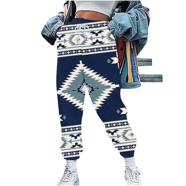 Pantalones de túnica de cintura elástica con estampado informal a la moda para mujer Pompotops ulkah940316
