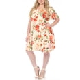 thumbnail image 2 of White Mark Women's Plus Size V-Neck Tropical Flower Short Sleeve Dress, 2 of 6