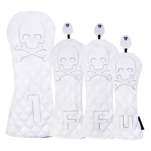 TureClos Cubiertas impermeables para palos de Golf, cubierta para cabeza de Club de Calavera única de PU blanca, accesorios deportivos profesionales de felpa gruesa interior de lujo TureClos JD731878955