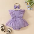 thumbnail image 2 of Preemie Onesies Baby Girl Sleeveless Lace Mesh Bodysuit Dress Sweet Floral Romper With Bow Trim Baby Girl Romper Purple 3 Months-6 Months, 2 of 7