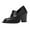 Black, variant on YDN Women Classy Chunky High Heels Pumps Round Closed Toe Slip On Oxford Loafers Daily Office Dressy Shoes Size 7 Brown