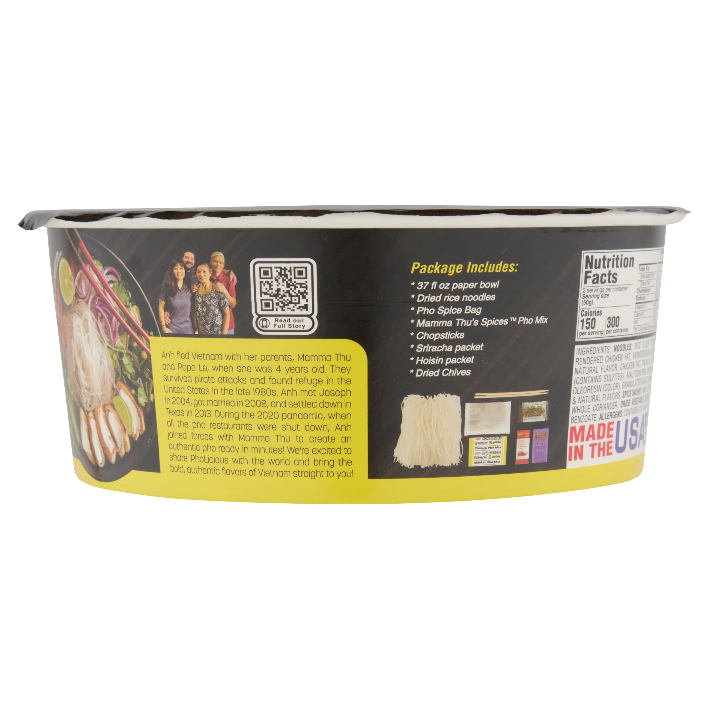 PhoLicious Instant Chicken Pho Bowl, Authentic Vietnamese Rice Noodle Soup, 3.5 oz Single Serve, Restaurant-Quality Chicken Broth, Whole Spices, 4 Minutes, Ramen Alternative, as Seen on Shark Tank