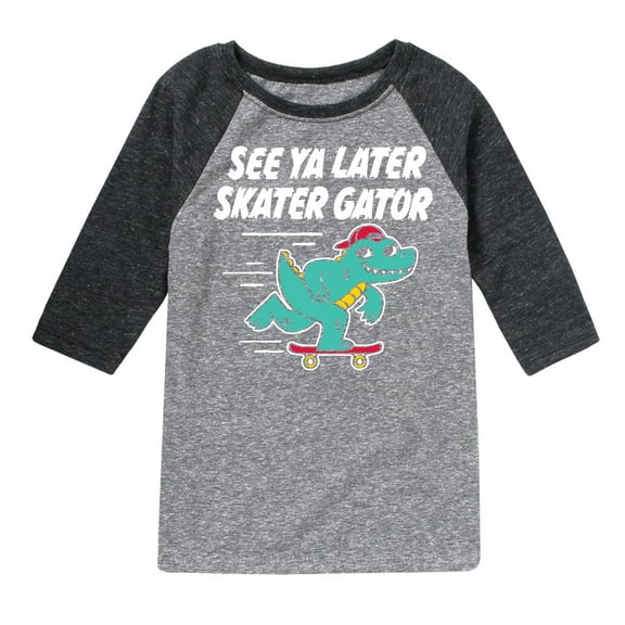 Instant Message - Skateboarding - See Ya Later Skater - Toddler & Youth Raglan Graphic T-Shirt
