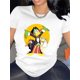 thumbnail image 1 of Creative Cartoon Graphic Casual Women's T-Shirt, Cotton Knit Fabric Blend, Comfort Fit Crew Neck Tee for All Seasons with High Stretch, Classic Animated Characters Print, 1 of 7