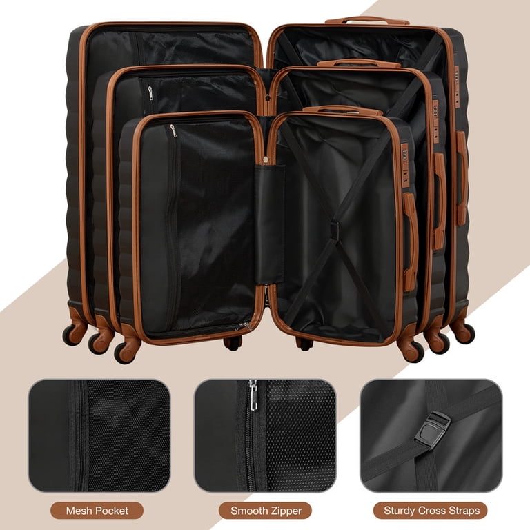 Gowill 10-Piece Hardside Luggage Set, Black & Brown photo 7