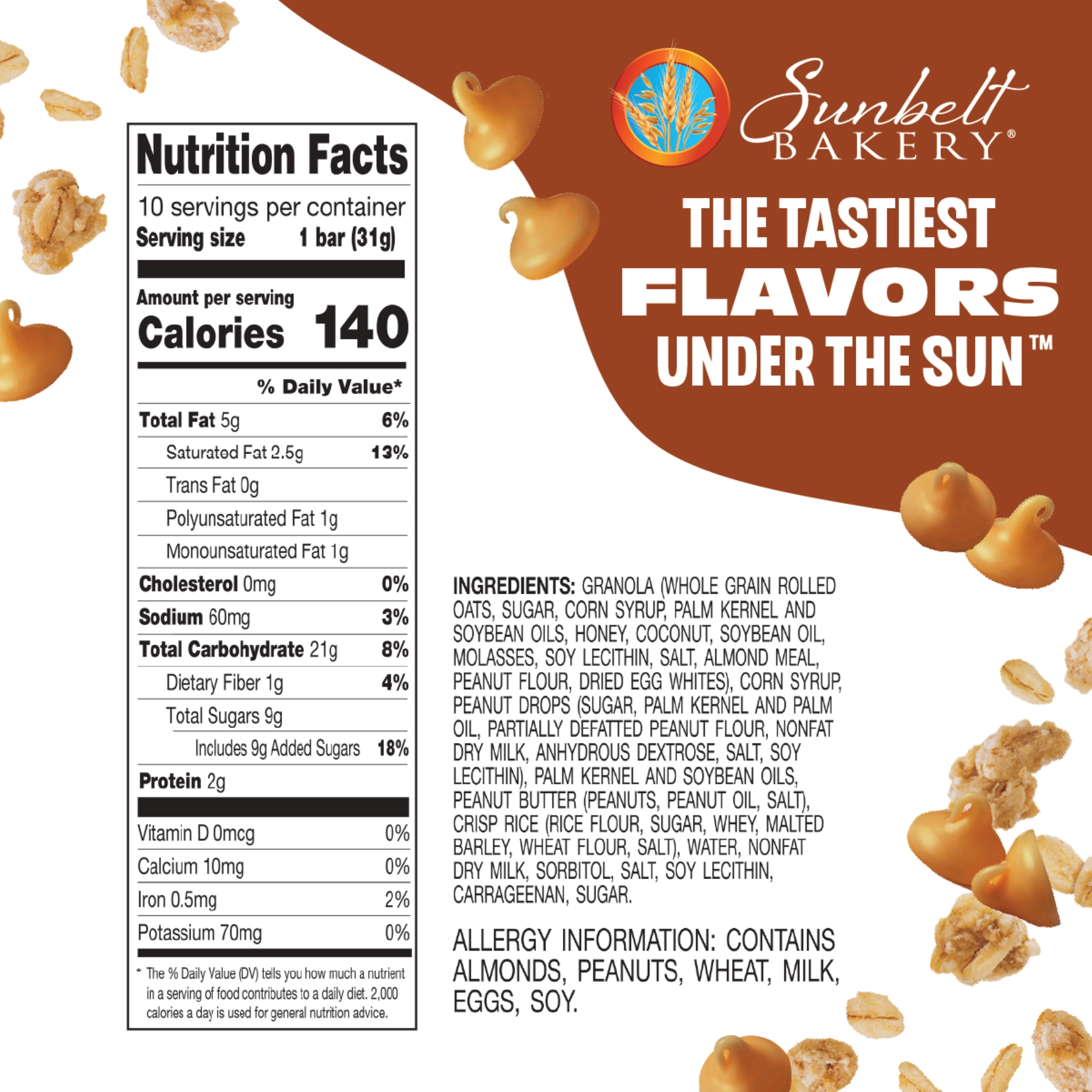 Sunbelt Bakery Peanut Butter Chip Chewy Granola Bars, 60 bars (6 Boxes), 65.46 oz