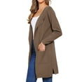 thumbnail image 4 of Sweater Cardigan for Women Fall Outerwear Open Front Long Sleeve Mid Long Knit Coatigan Jacket M Coffee, 4 of 6