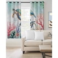thumbnail image 2 of Coastal Turtle Blackout Curtains for Bedroom Living Room Darkening Curtains 54 Inch Long Nautical Ocean Coral Starfish Seashells Short Curtain for Small Window Treatment Grommet Drapes 42"x54"x2, 2 of 9