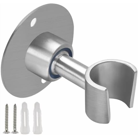 Stainless Steel Shower Head Holder, 360° Adjustable Handheld Shower Head Bracket, Metal Shower Spray Holder Wall Mount, Brushed SUS 304 Steel Holder (Screw Installation)