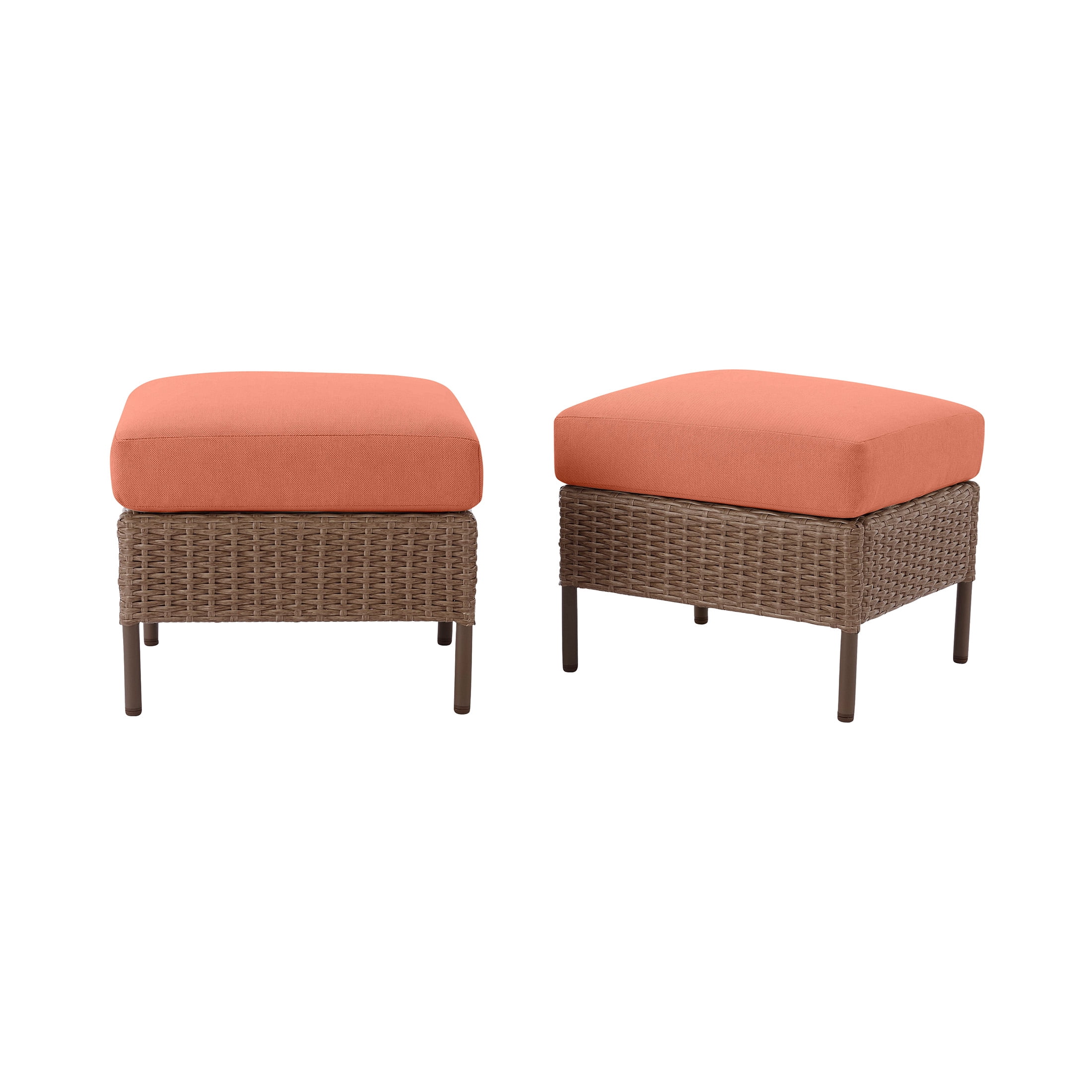 Mainstays Chelsea 2 Pieces Outdoor Patio Ottoman with Terra Cotta Cushions