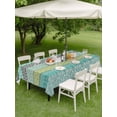 thumbnail image 4 of Outdoor Tablecloths with Umbrella Hole & Zipper, Teal Black Boho Rectangle Tablecloth 52x70 Inch, Vintage Ethnic Tribe Abstract Art Waterproof Table Cloth, Patio/Pool/Picnic Table Covers, 4 of 8