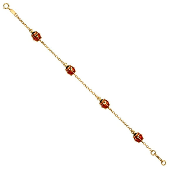 14K Lady Bug Chain Bracelet - 6.5 0.5"
