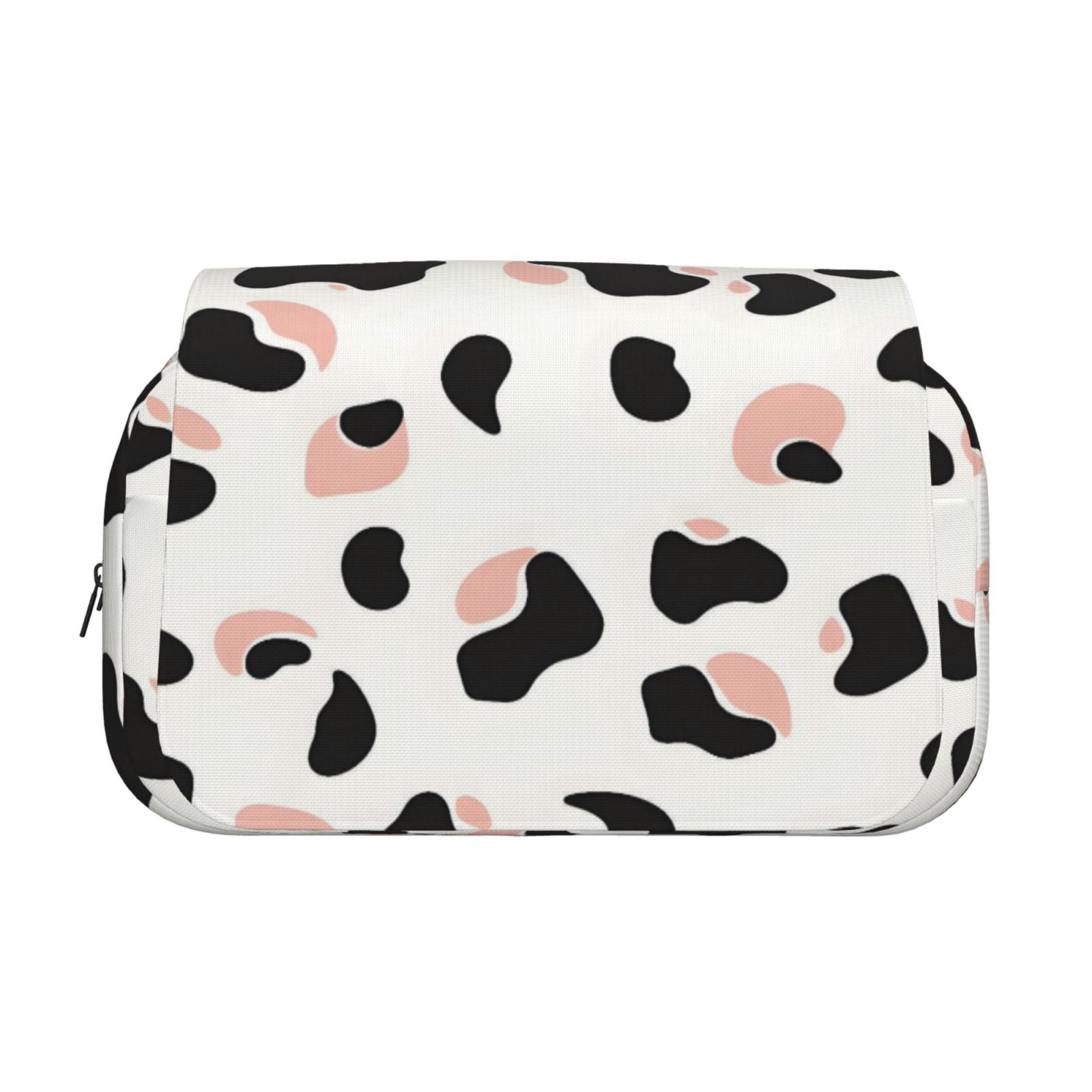Large-Capacity Flip-Top Double-Layer Pencil Case, Multi-Functional Pocket Pen Case, Durable Stationery Organizer Simple Cow Print Pattern White Background, Pink And White_2