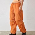 thumbnail image 2 of IROINNID Sales Women's Pants Wide Leg New Drawstring Straight Work Pants Female Loose Retro Spicy Girl Pants Thin Pants,Orange, 2 of 6