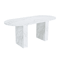 thumbnail image 5 of Tcbosik 62.9 inch Oval Dining Table for 4-6 Person, Modern Kitchen Table with Faux Marble Top for Living Room, White, 5 of 10