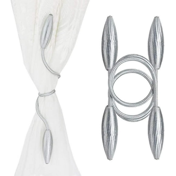 2 Pcs Rideau Créatif Attache Torsadée Attaches Décoratives Support de Rideau Pas Besoin de Perçage (Argent)