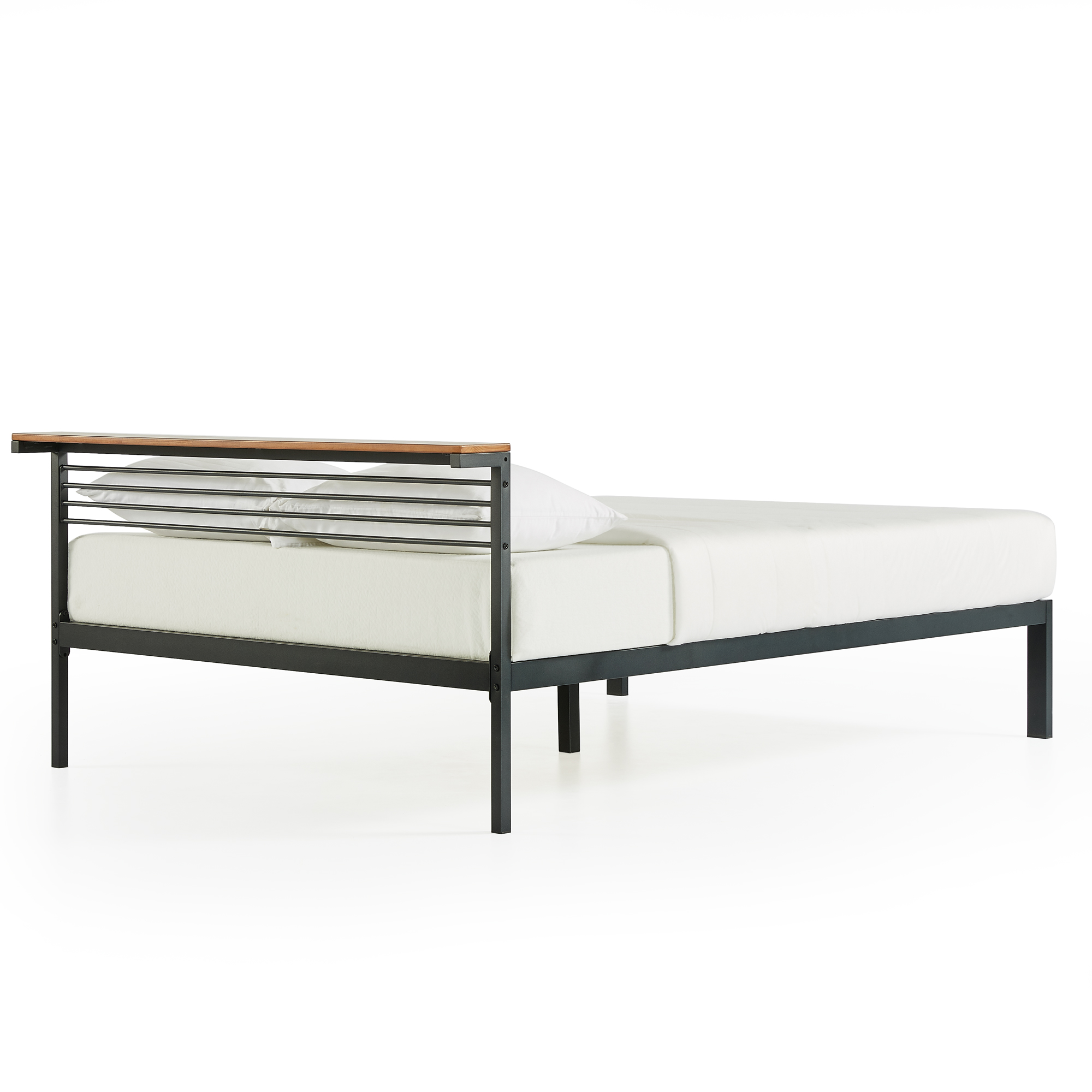 Mellow Hylle Metal Platform Bed with Headboard Shelf, King