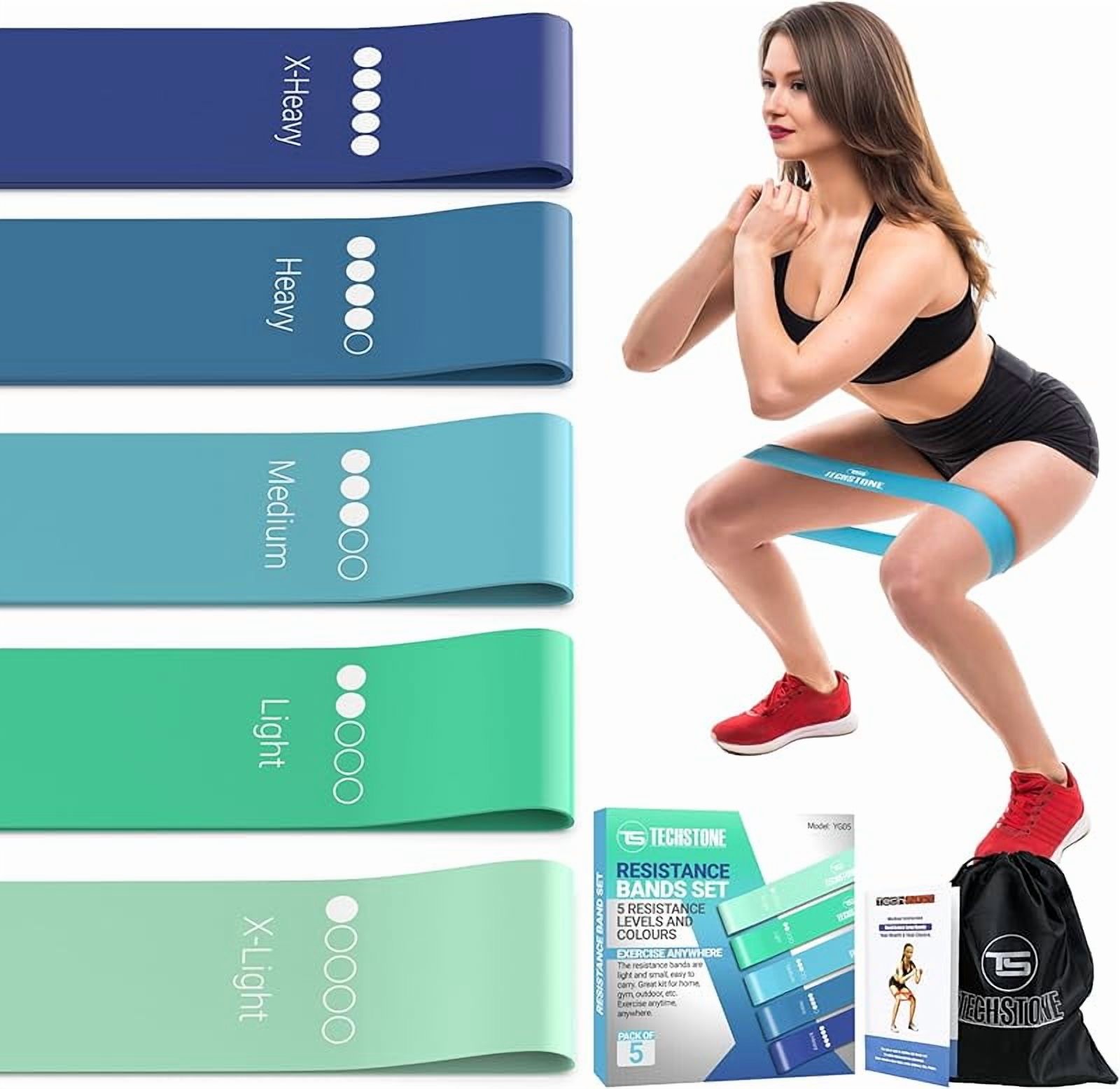 Resistance Bands Set for Men and Women, Pack of 5 Different Levels Elastic Band for Home Gym Long Exercise Workout – Great Fitness Equipment for Training, Yoga – Free Carrying Bag