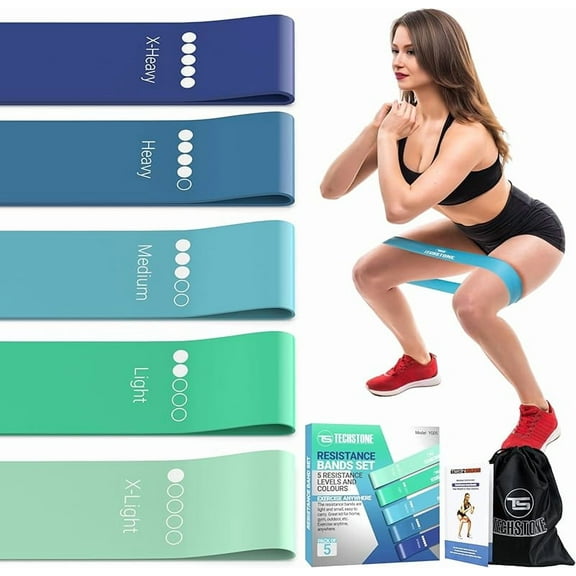 Resistance Bands Set for Men and Women, Pack of 5 Different Levels Elastic Band for Home Gym Long Exercise Workout – Great Fitness Equipment for Training, Yoga – Free Carrying Bag