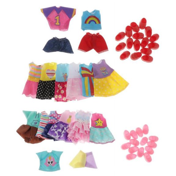 Mini Dolls Clothes - 15 Sets Fashion Dresses - For 16cm/6inch Dolls Dressing Up(Dolls Not Included)
