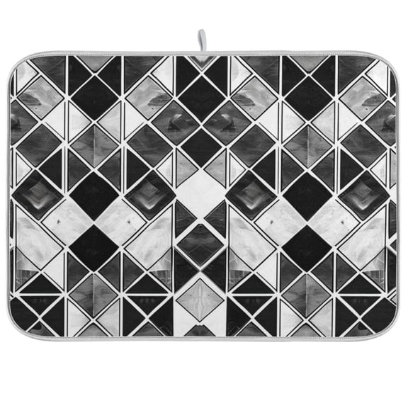 Checkered Grid Plaid Pattern Dish Drying Mats Kitchen Mat Microfiber Counter Absorbent Dish Pad Drainer Rack 16"x18"