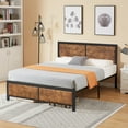 thumbnail image 2 of VECELO 3-Piece Bedroom Set, Full Platform Bed Frame with Wood Headboard, Nightstand Set of 2 with 1-Drawer and Open Storage Space, Brown, 2 of 7