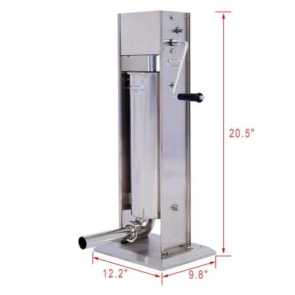 Stainless Steel Commercial Sausage Stuffer,Dual Speed Vertical Sausage Maker 7LB/3, Meat Filler with 4 Stuffing Tubes,