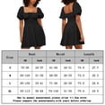 thumbnail image 2 of Vestidos de playa para mujer Vestido plisado de cuello cuadrado A Line para cóctel (Negro XL) FLhrweasw Para estrenar, 2 of 9
