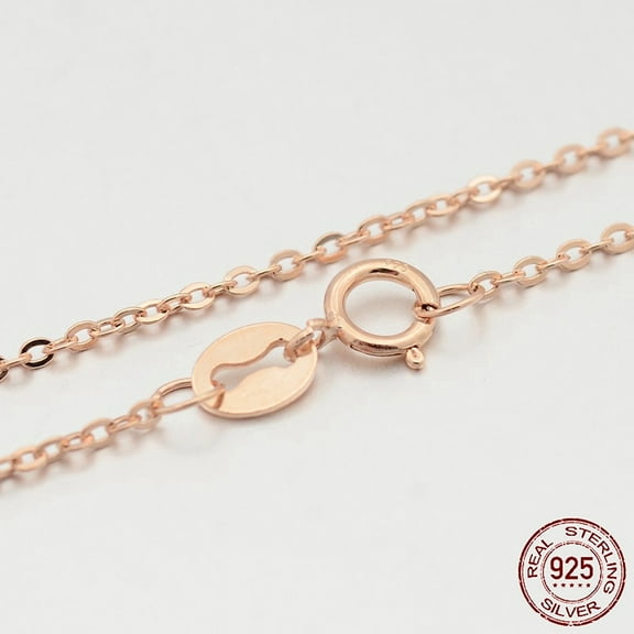 Sterling Silver Cable Chain Necklaces with Spring Ring Clasps Thin Chain Rose golden 457x1mm