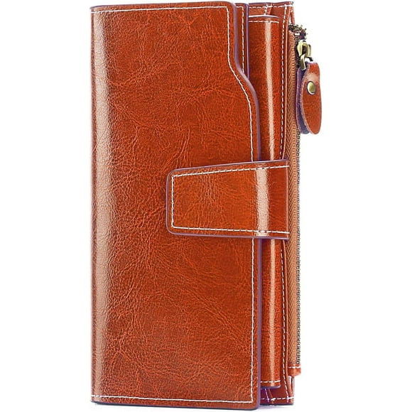 Grand Portefeuille en Cuir pour Femmes, Grand Portefeuille avec de Nombreux Compartiments