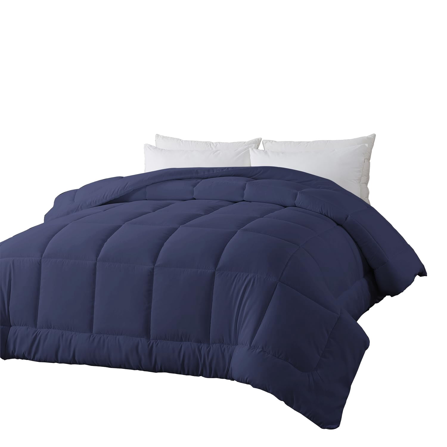 BedTreat Down Alternative Comforter with Corner Tabs - All Season Quilted Twin Size 240 GSM Blue Comforter, Machine Washable Microfiber Bedding