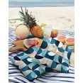 thumbnail image 3 of Pack of 2 Outdoor Pillow Covers, Retro Middle Ages Abstract Geometic Teal Blue Pattern Waterproof Square Throw Pillowcase Cushion Decorative Pillow Covers for Couch Patio Tent, 18x18 in, 3 of 6