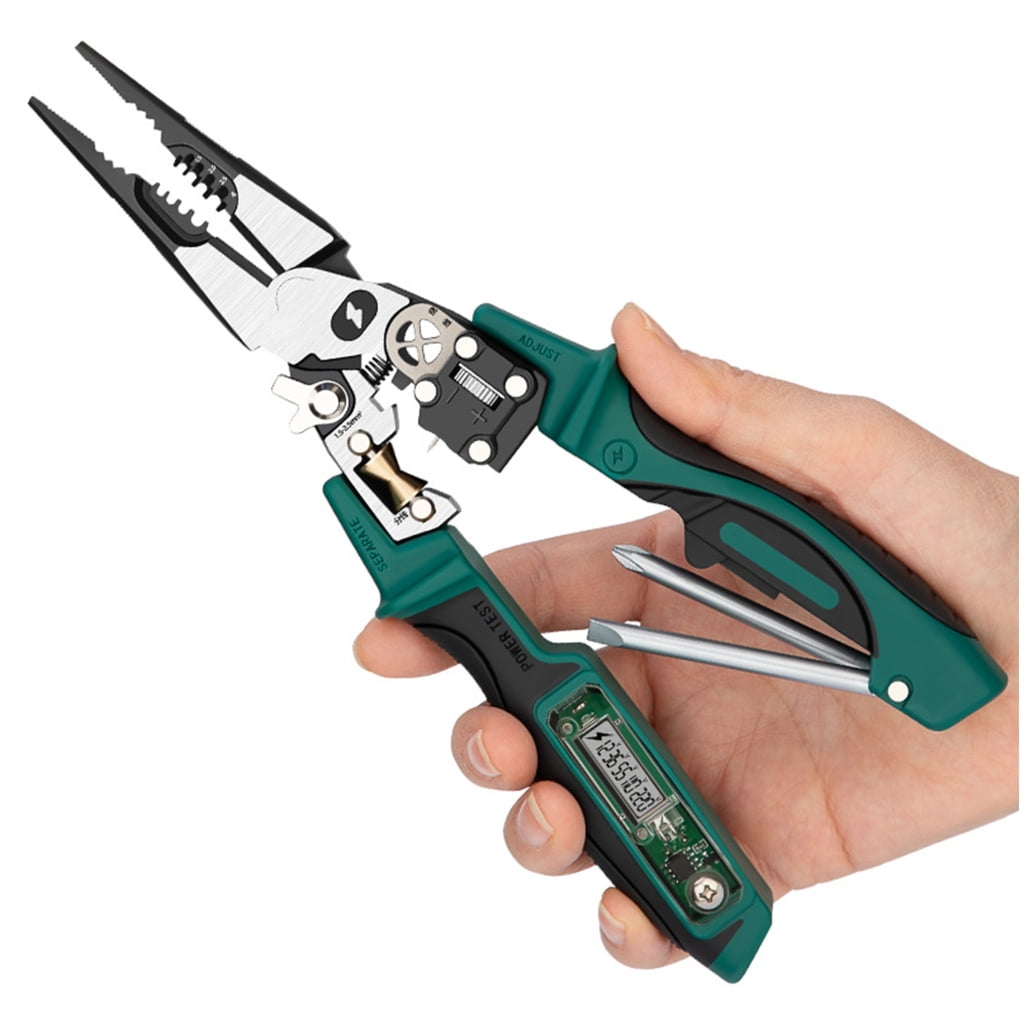 Wire Strippers with Electricity Measurement Function 8 in 1 Wire Stripping Pliers for Cutting Pulling Wires Scissors