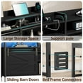 thumbnail image 2 of Akaber King Size Headboard, 3 Tier Storage Headboard with Sliding Barn Doors, Outlets, USB Ports, LED Light, Width Adjustable for King Size Beds, Rustic Black, 2 of 6