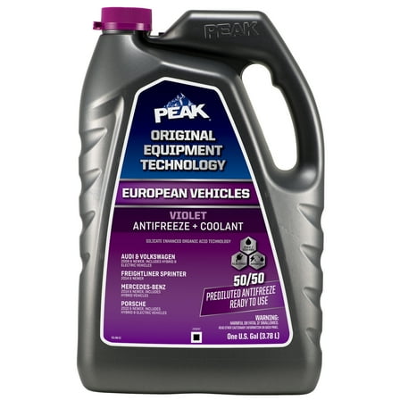 PEAK OET Antifreeze   Coolant 50/50 Prediluted for European Vehicles - Violet, 1 Gallon